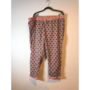 Sundance Leia Art Deco Fan Print Cropped Pants sz XL